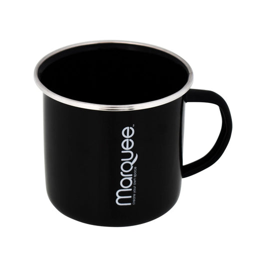Marquee Enamel Mug - Durable Steel, Chip-Resistant, Hot/Cold Retention, Dishwasher Safe