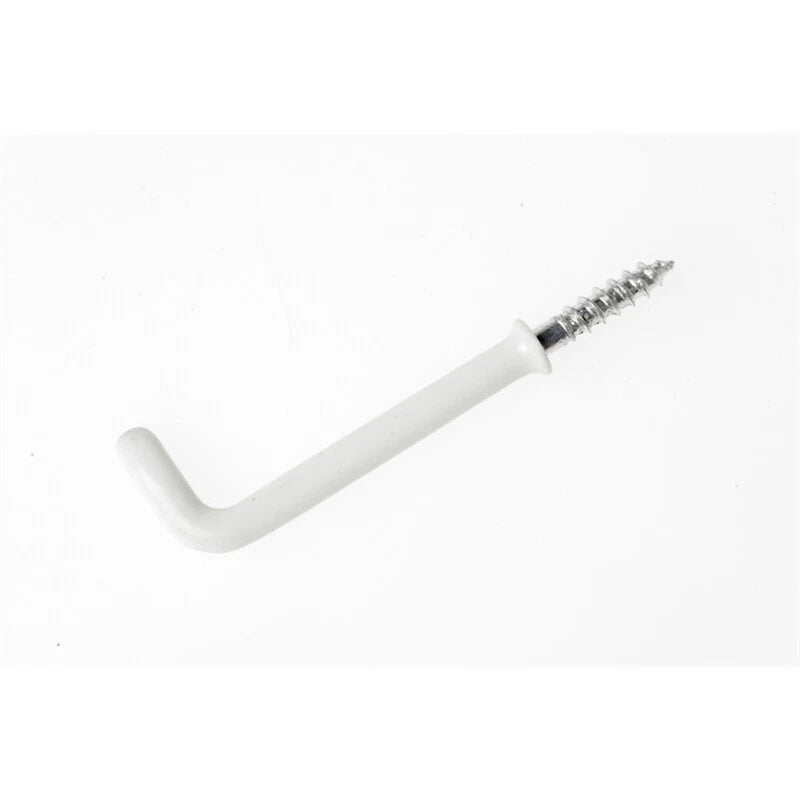 TIC 25mm White PVC Coated Square Hook - 5 Pack, Easy Install, Discreet, Steel, 13kg Load