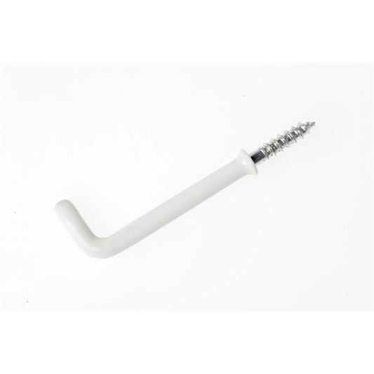 TIC 25mm White PVC Coated Square Hook - 5 Pack, Easy Install, Discreet, Steel, 13kg Load