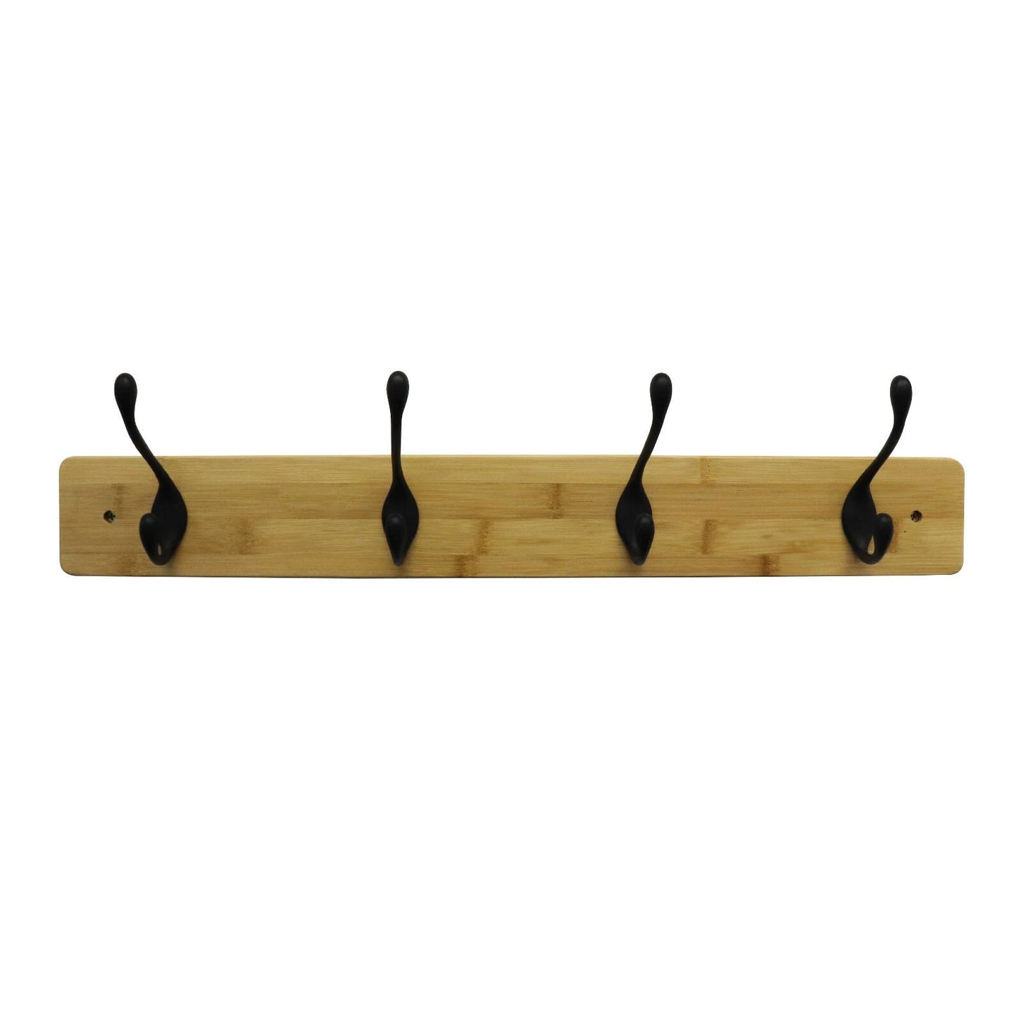 Adoored 60cm Black Bamboo Hat & Coat Rack with 4 Hooks, Modern Design, Easy Install