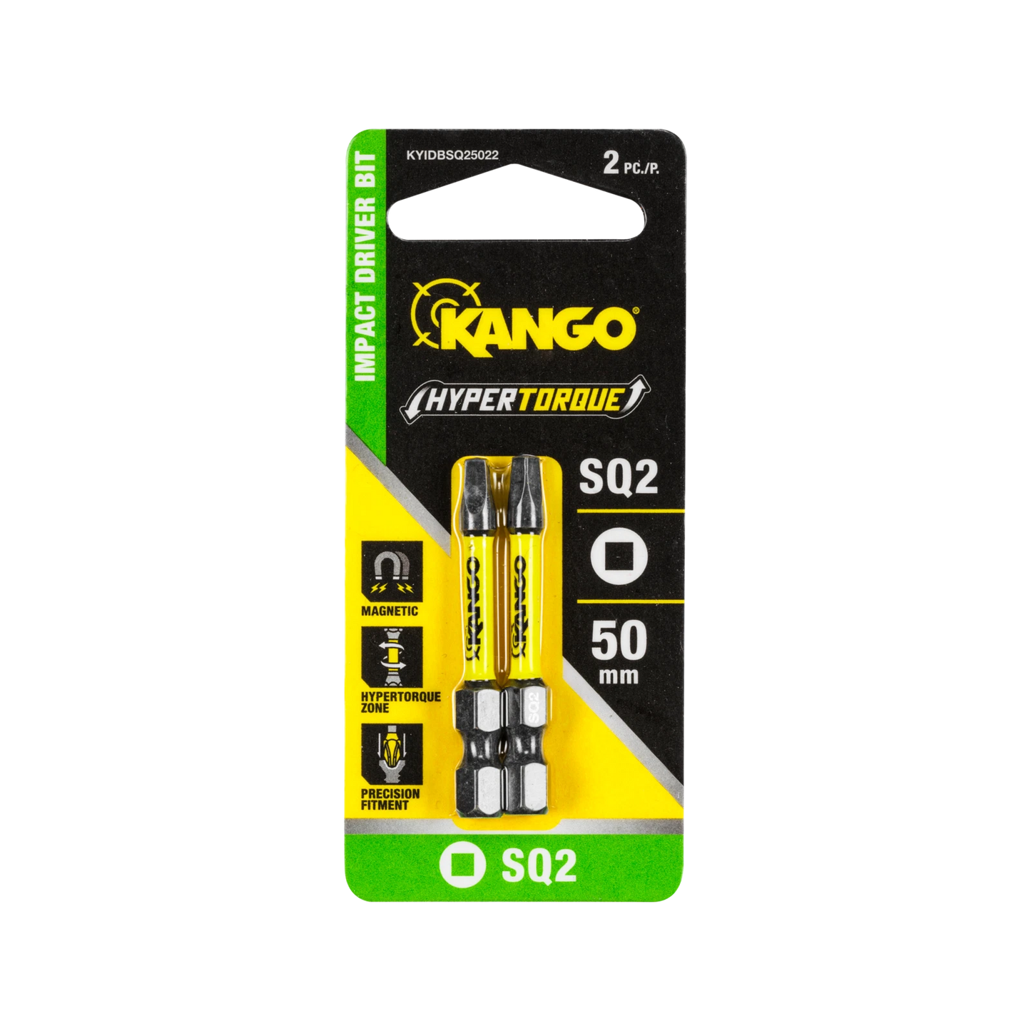 Kango HYPERTORQUE™ 50mm SQ2 Impact Driver Bit 2 Pack with Magnetised Tips