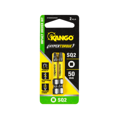 Kango HYPERTORQUE™ 50mm SQ2 Impact Driver Bit 2 Pack with Magnetised Tips