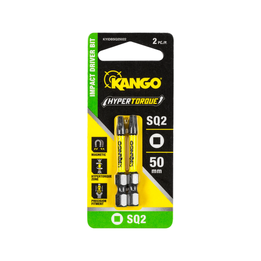Kango HYPERTORQUE™ 50mm SQ2 Impact Driver Bit 2 Pack with Magnetised Tips