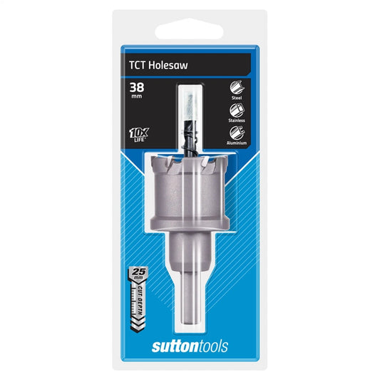 Sutton Tools 38mm TCT Holesaw with Tungsten Carbide Teeth for Versatile Cutting