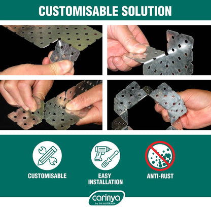 Carinya Galvanised Flat Plate 600x80x1mm Customisable DIY Bracket with Perforations