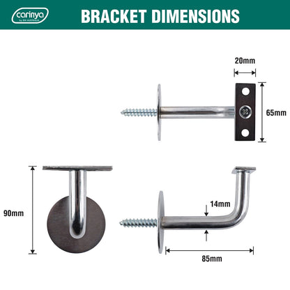Carinya Chrome Handrail Bracket - Flat Top, Corrosion Resistant, Easy Install