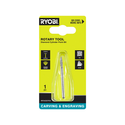 Ryobi 2.8mm Spear-Shaped Engraving Burr for Glass & Tile, Diamond Coated, 35,000 RPM