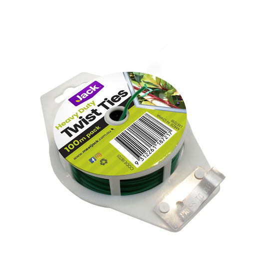 Jack 100m Dark Green Twist Plant Tie - Strong, Flexible, Rust-Resistant, 2mm Width