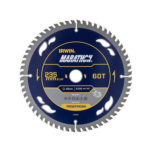 IRWIN 235mm 60T Marathon Circular Saw Blade, High Density Tungsten Carbide, Fast Clean Cuts