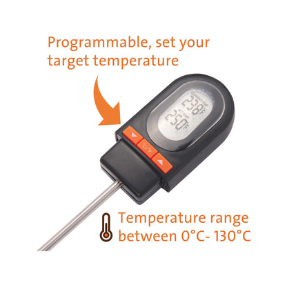 Jumbuck Digital Meat Thermometer, Programmable, Stainless Steel Probe, Back-lit Screen