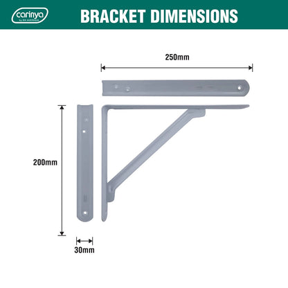 Carinya White Light Stayed Bracket 250x200mm, Powder Coated Steel, Indoor/Outdoor Use
