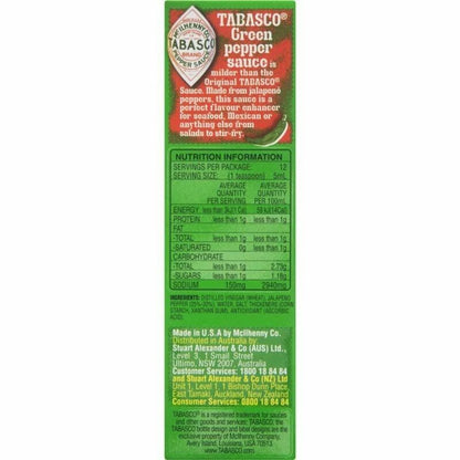 Tabasco Green Pepper Mild Sauce 6-Pack 60ml - Mild Heat, Fresh Peppery Taste