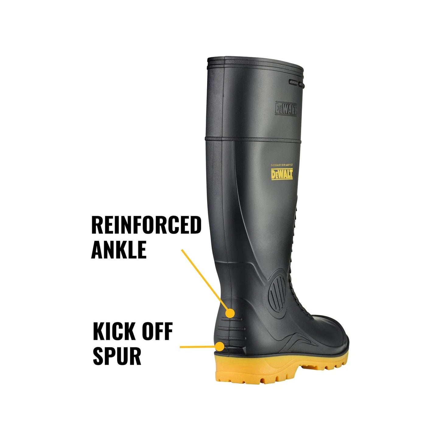 DeWALT Midland PVC Safety Gumboot Size 7 - Anti-Slip, Oil & Acid Resistant, Steel Cap