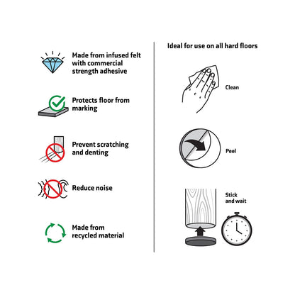 Surface Gard 19mm Beige Adhesive Felt Pads - 24 Pack, Noise Reduction, Surface Protection