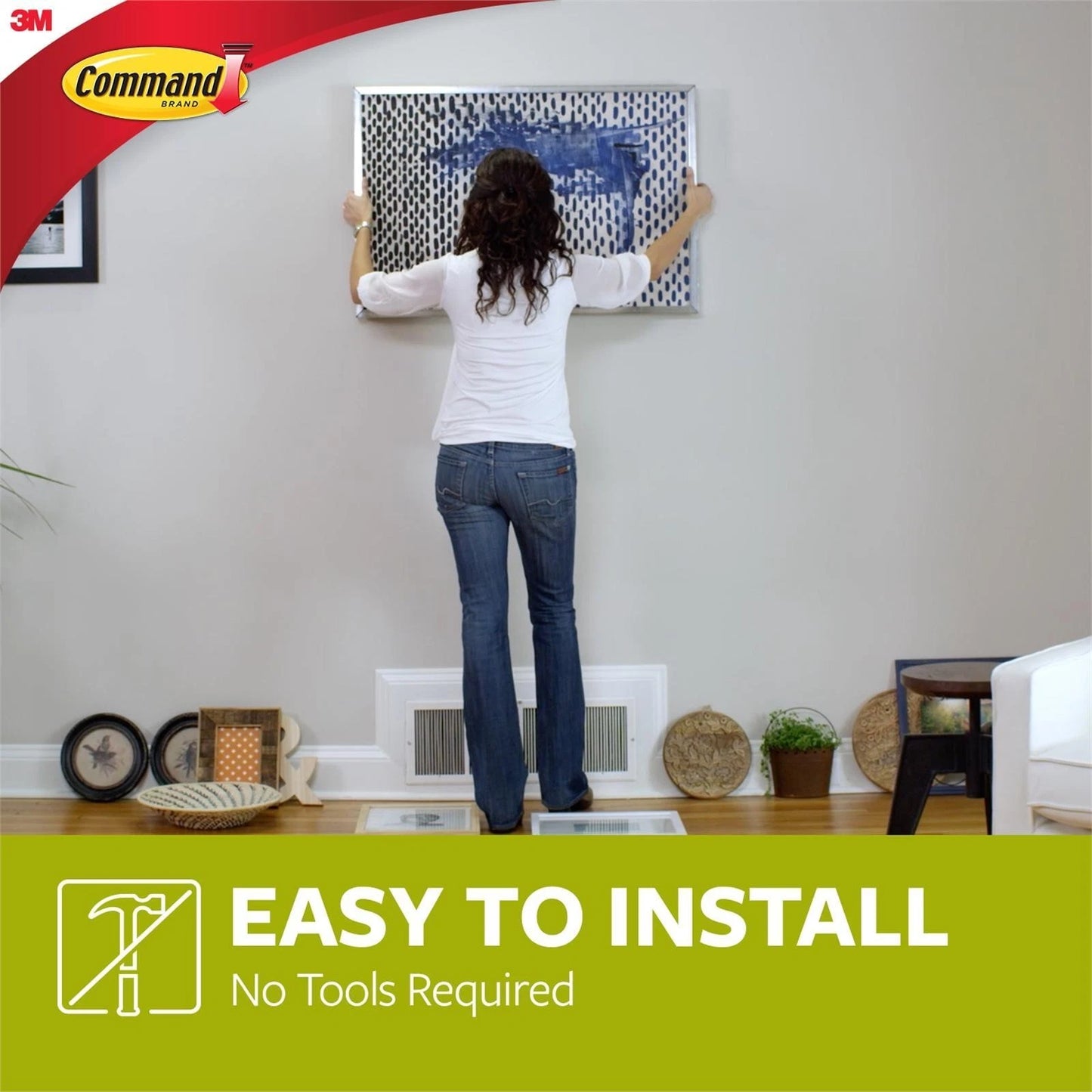 Command Jumbo Metal Adhesive Picture Hanger, 3.6kg Capacity, Damage-Free, Versatile Surfaces