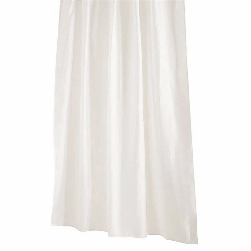 Barelli White Polyester Shower Curtain 180x210cm Water Resistant Extra Long Drop