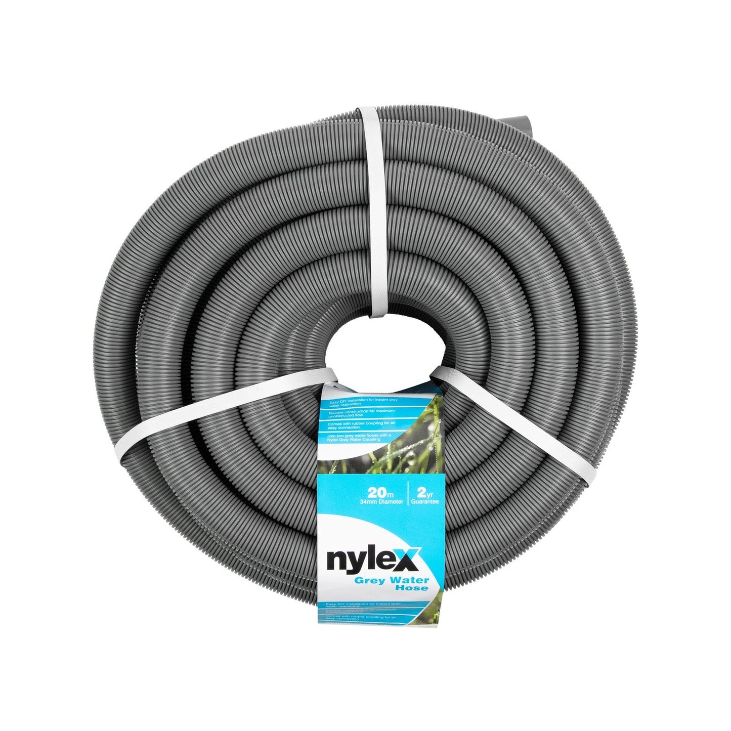 Nylex 34mm x 20m Grey Water Hose - Versatile, Flexible, Universal Compatibility