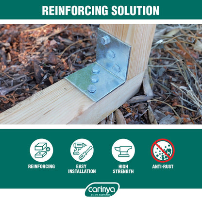 Carinya Zinc Plated Reinforcing Angle Bracket 100x100x50x4.5mm Durable Indoor/Outdoor Use
