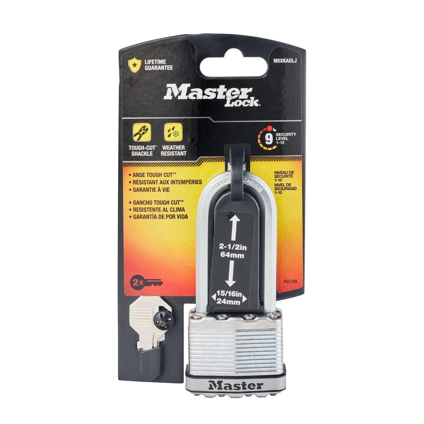 Master Lock Magnum 51mm Padlock with 64mm Long Boron-Carbide Shackle, Weather Resistant