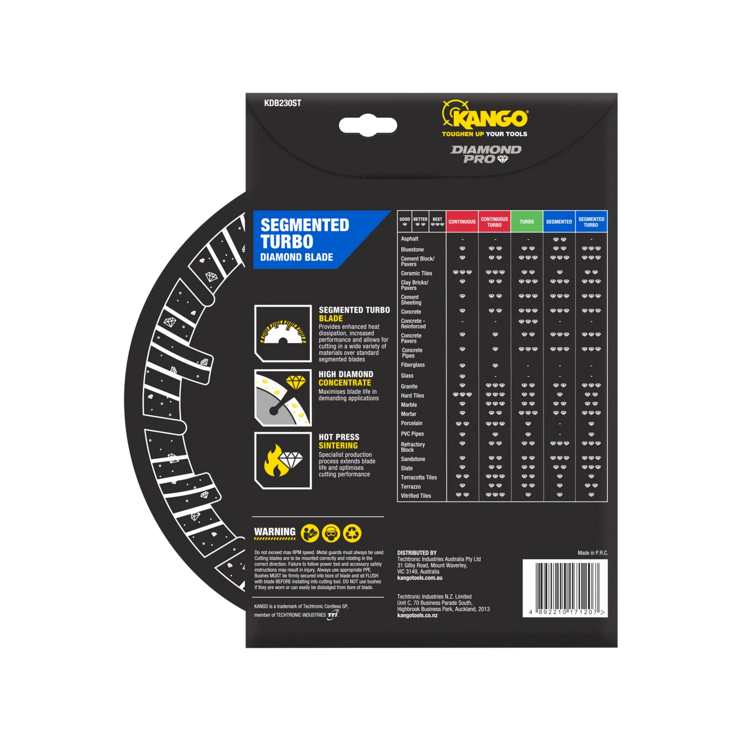 Kango 230mm Segmented Turbo Diamond Saw Blade - Fast, Clean Cuts on Concrete & Stone