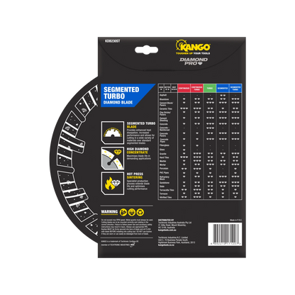 Kango 230mm Segmented Turbo Diamond Saw Blade - Fast, Clean Cuts on Concrete & Stone