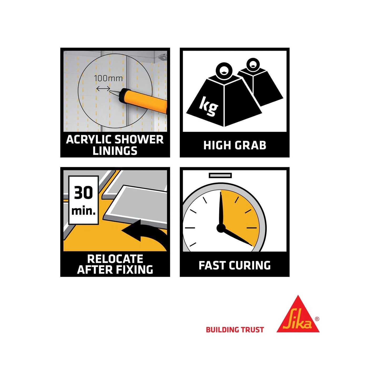 Sika Showerbond 300g Adhesive for Acrylic Shower Linings - Fast Curing, Easy Application