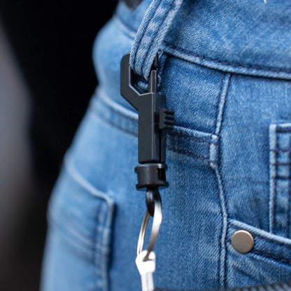 Taskmaster 70mm Black Plastic J Clip 10 Pack with Spring-Loaded Trigger & 25mm Key Ring