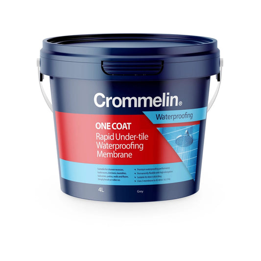 Crommelin 4L One Coat Rapid Under-Tile Waterproofing Membrane, Flexible, Durable, Grey