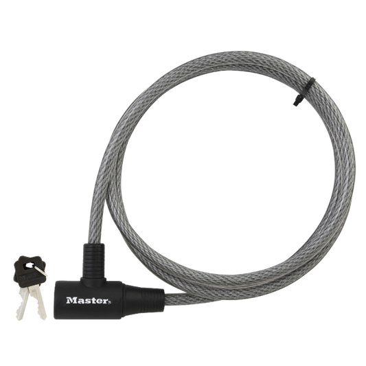 Master Lock 10mm x 1.8m Keyed Cable Lock, Braided Steel, Vinyl Coated, Secure Ladders & Gates