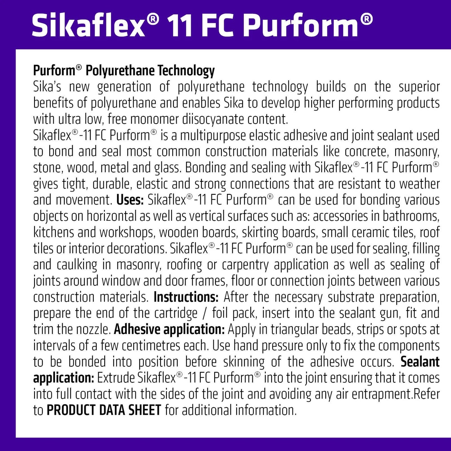 Sika Sikaflex 11FC Purform 600ml Concrete Grey Polyurethane Sealant & Adhesive