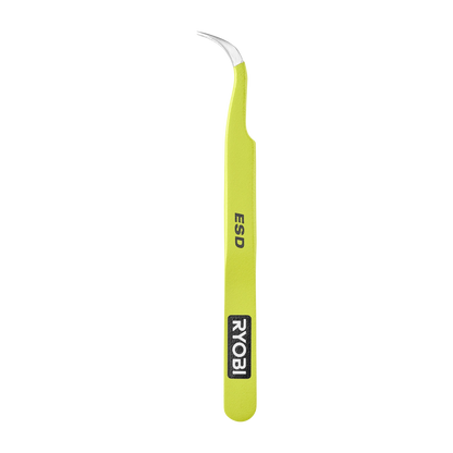 Ryobi Precision Anti-Static Tweezers 2 Pack - Straight & Curved Tips, ESD Coating, Stainless Steel