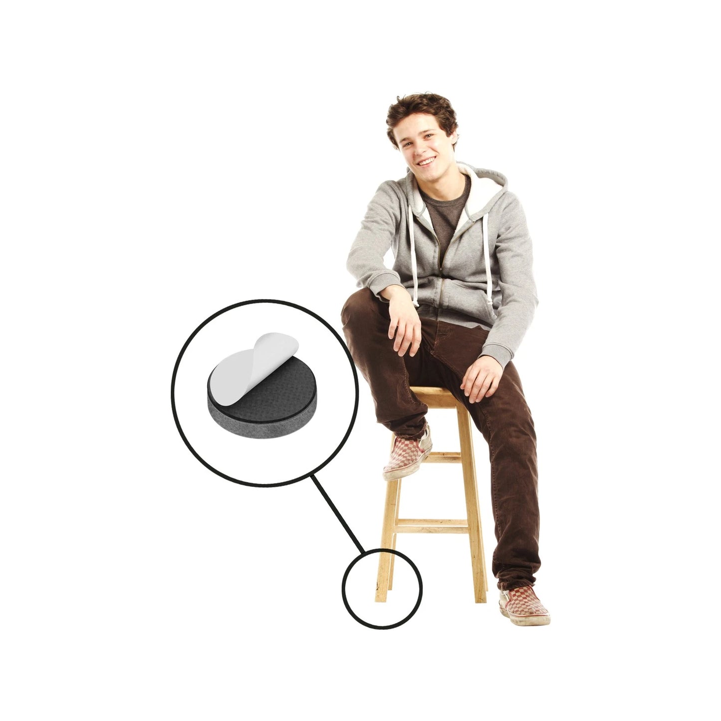 Slipstick 19mm Grey Round Wool Blended Floor Protection Felt Pads - 20 Pack