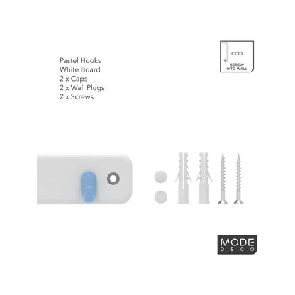 MODE 4 Pastel Hooks White Board Key Rack - Decorative, Durable, Easy Installation