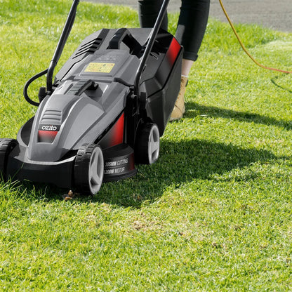 Ozito 1200W Corded Lawn Mower, 305mm Blade, Lightweight, Adjustable Height, 25L Catcher