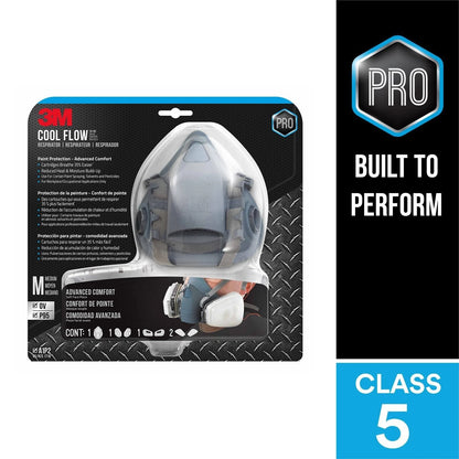 3M Professional Reusable Paint Respirator with Cool Flow Valve, 95% Filtration, Silicone Face Piece