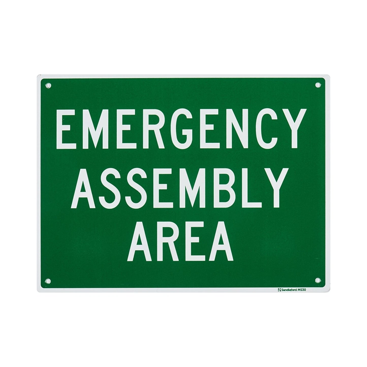 Sandleford Emergency Assembly Point Sign, 300x225mm, UV Resistant, Outdoor Use