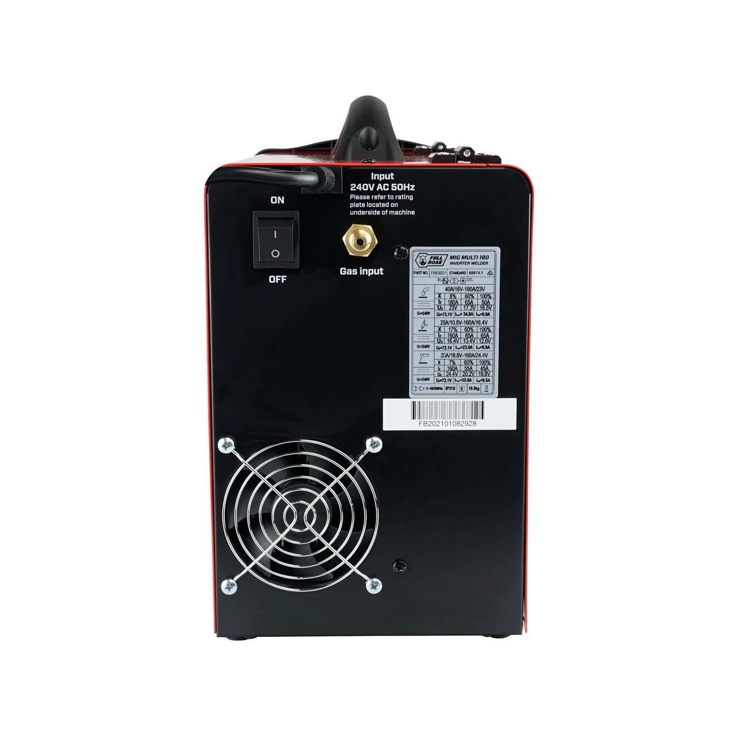 Full Boar Multi Inverter Welder 180A, MIG/Stick/TIG, IGBT Tech, Digital Display, Red