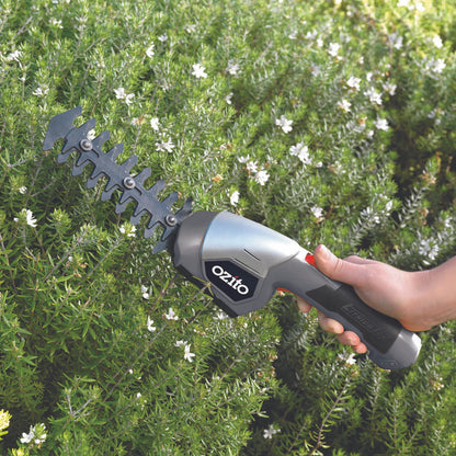 Ozito 7.2V Cordless Hedge Trimmer & Shear, Lithium-Ion Battery, Quick Blade Change, Ergonomic Design
