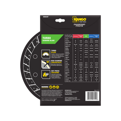 Kango 230mm Turbo Diamond Saw Blade - Ultra Thin, Fast & Precise Cuts, Versatile Material Use