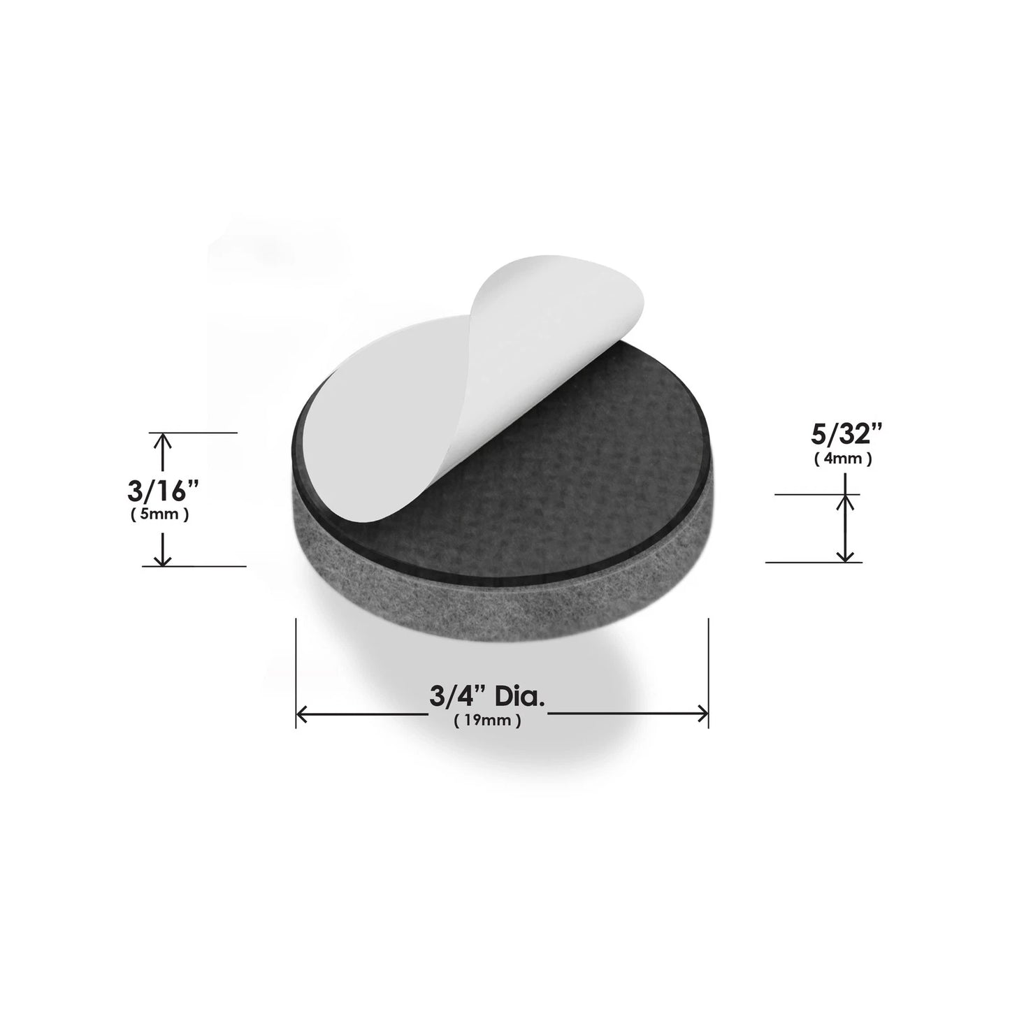 Slipstick 19mm Grey Round Wool Blended Floor Protection Felt Pads - 20 Pack