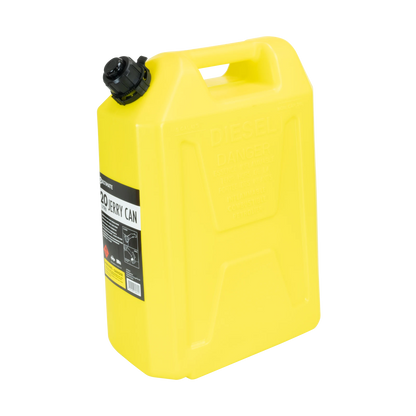 Ultimate 20L Yellow Plastic Fuel Can with Safety Nozzle & Self-Venting Spout