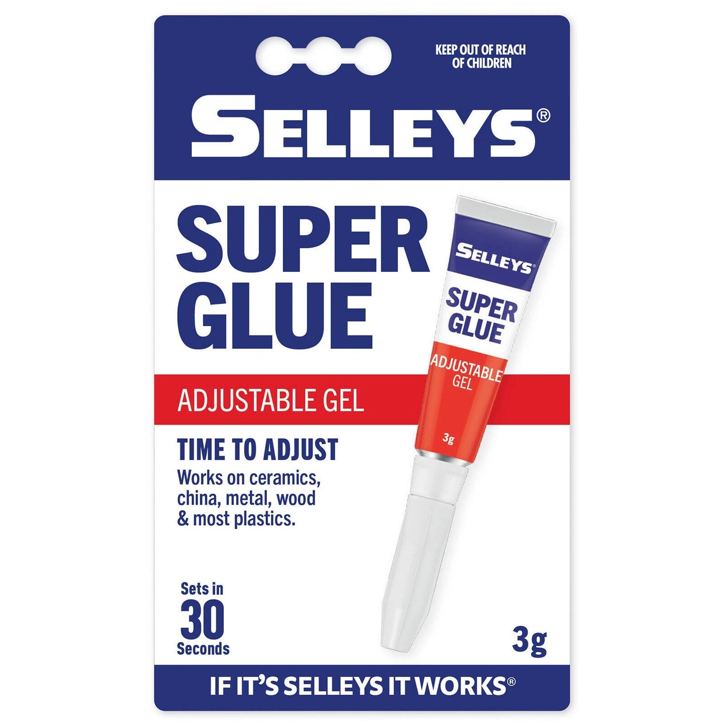 Selleys 3g Super Glue Adjustable Gel - Fast-Setting, Moisture Resistant, Clear Drying