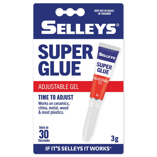 Selleys 3g Super Glue Adjustable Gel - Fast-Setting, Moisture Resistant, Clear Drying
