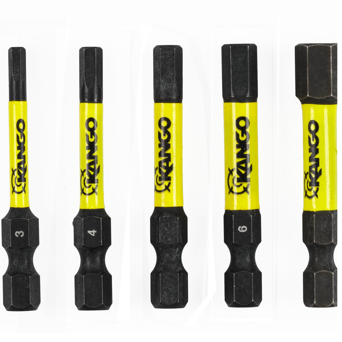 Kango Hypertorque 50mm HEX3-8 Impact Driver Bit Set, Magnetised Tips, 5 Pack