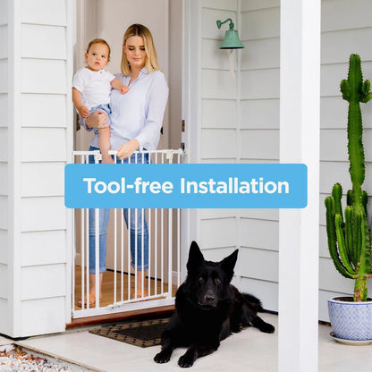 Perma Child Safety Extra Tall Baby Gate 73-82cm White, Easy Fit, Pet Friendly, One-Hand Release