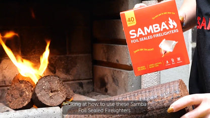 Samba Foil Sealed Firelighters 40 Pack - No Mess, Odor-Free, Long-Lasting Burn