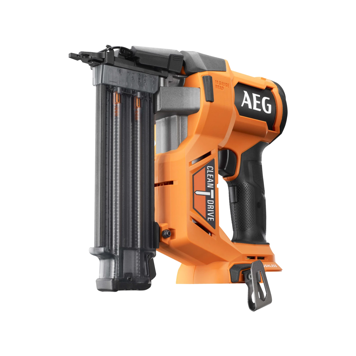 AEG 18V Brushless Brad Nailer, Cordless, Clean Drive, Tool-Free Jam Release