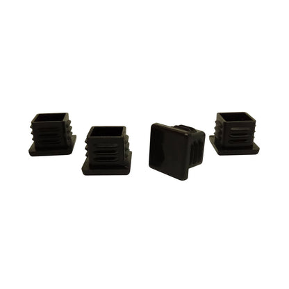 Surface Gard 19mm Black Square Plastic Chair Tips - 4 Pack, Easy Glide, Noise Reduction