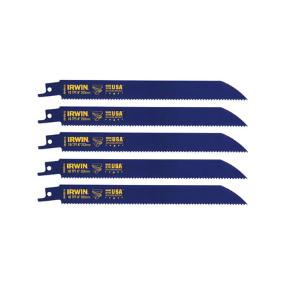 Irwin 8" 10TPI Bi-Metal Reciprocating Saw Blade 5 Pcs - Durable, Versatile Cutting