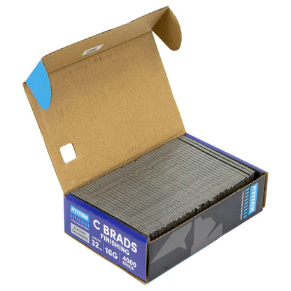 Titan 32x1.6mm Electro Galvanised Straight Collated Nail C Brads - Pack of 4000